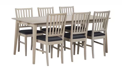 Filippa pöytä ja 6 tuolia valkotammi